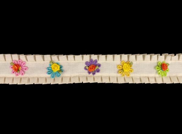 Fettuccia Cotone Con Dopi Fiori E Ruche