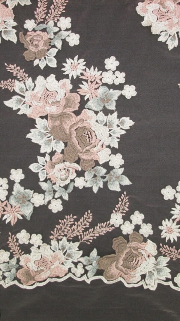 Tessuto Ricamo Su Tulle