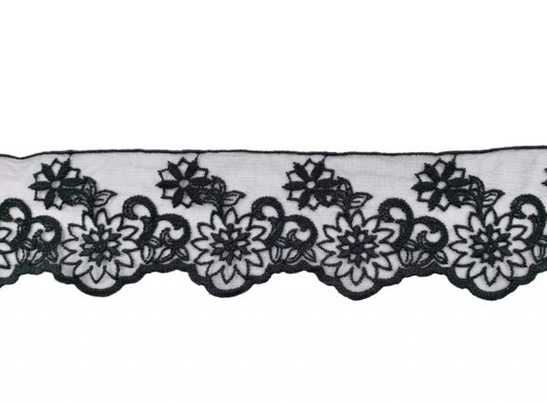 Lista Tulle Nylon Con Ricamo Lana