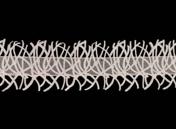 Lista Tulle Cotone Con Ricamo Macramè