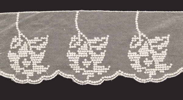 Lista Su Tulle Cotone Ricamo e Cotone con Smerlo