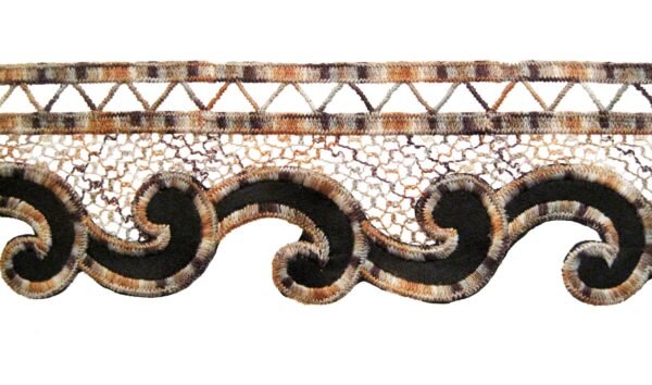 Lista Macramè Viscosa Multicolor Con Nappa Nero