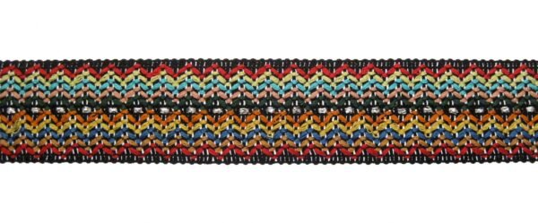 Bordo Di Cotone Con Ricamo Multicolor