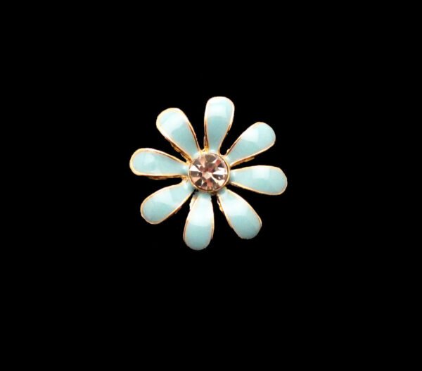 Bottone Fiore Smaltato Con Strass Centrale