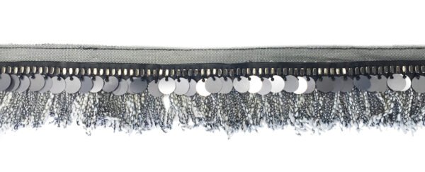 Passamaneria Finta Pelle Con Borchie Paillettes E Frangia