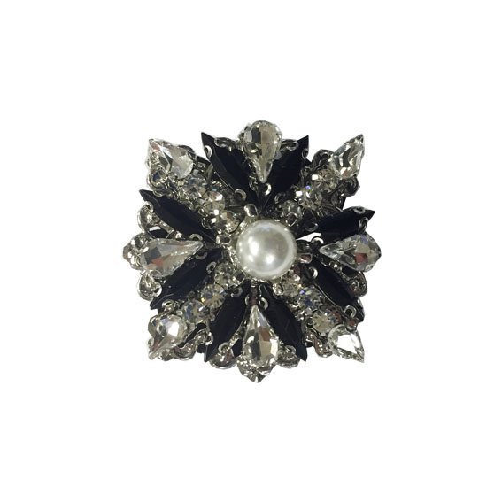 Spilla Gioiello Con Pietre E Perla Centrale